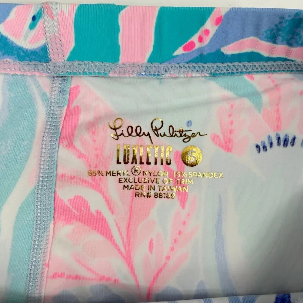 Lilly Pulitzer Pink Blue Coral Print Athletic Shorts